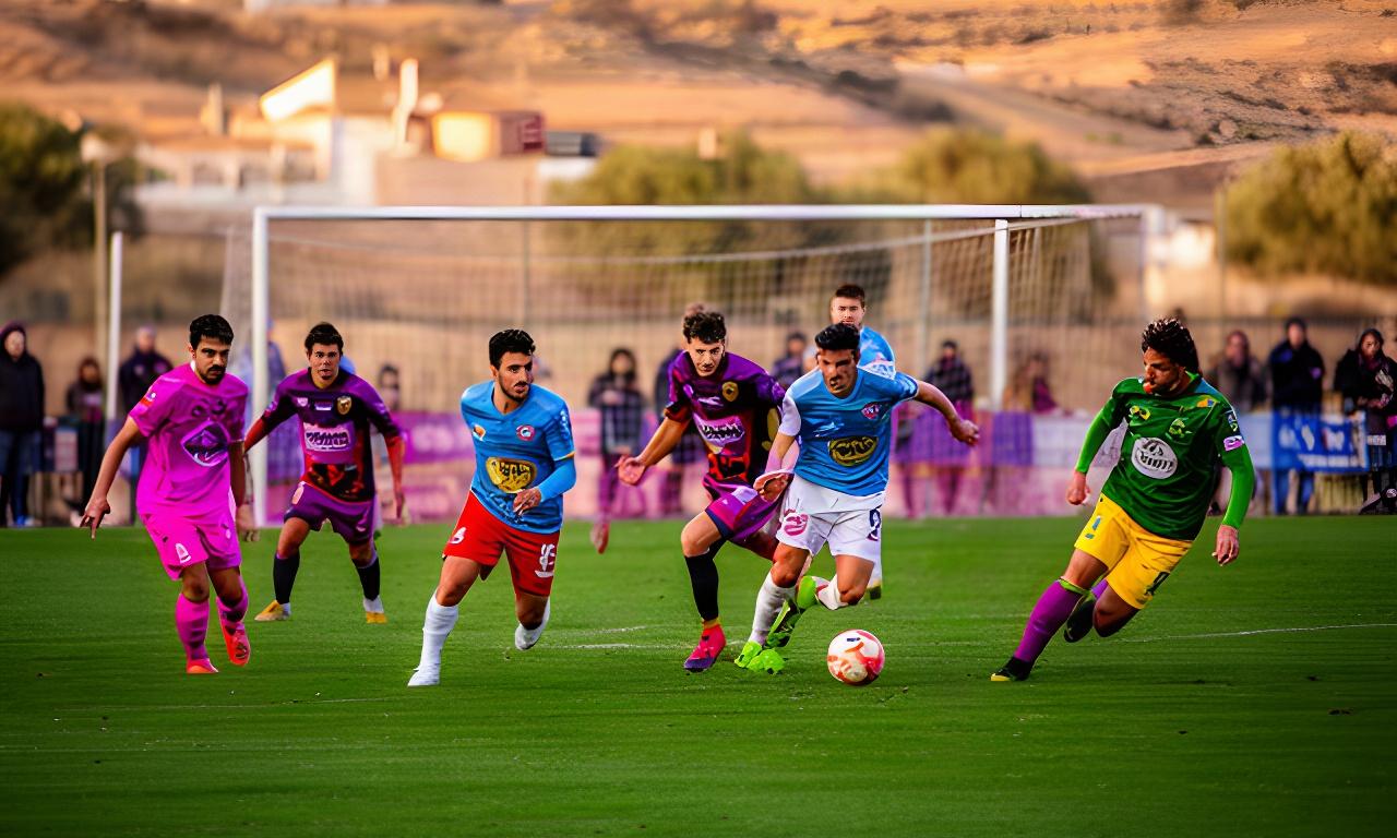 Jugadores disputando un partido de Liga Local 2025 en un campo de fútbol de Huétor Tájar